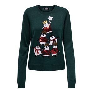 ONLY Sveter 'XMAS'  tmavozelená / čierna