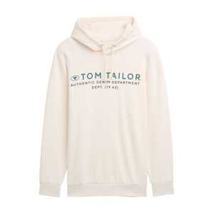 TOM TAILOR Men + Mikina  smaragdová / čierna / biela ako vlna