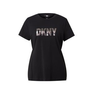 DKNY Tričko  tmavošedá / čierna / šedobiela