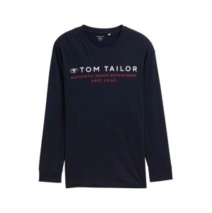 TOM TAILOR Men + Tričko  tmavomodrá / červená / šedobiela