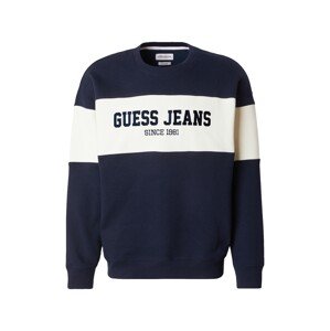 GUESS JEANS Mikina 'Horizont'  námornícka modrá / biela