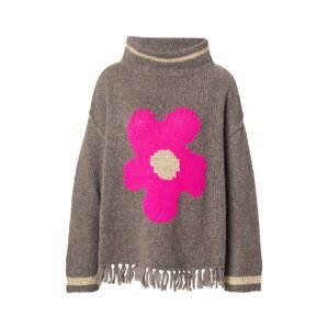 Grace Sveter 'NEONFLOWER'  zlatá / farby bahna / ružová